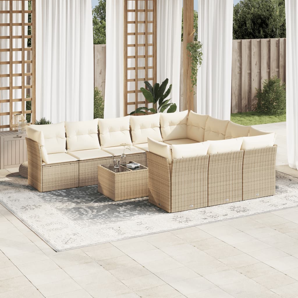 vidaXL Set canapele de grădină cu perne, 11 piese, bej, poliratan vidaXL Set canapele de grădină cu perne, 11 piese, bej, poliratan