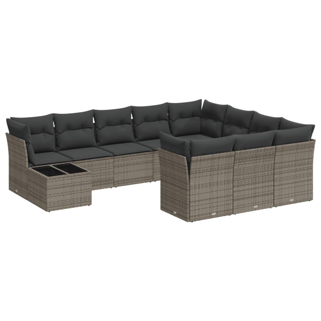 vidaXL Set canapele de grădină cu perne, 11 piese, gri, poliratan vidaXL Set canapele de grădină cu perne, 11 piese, gri, poliratan