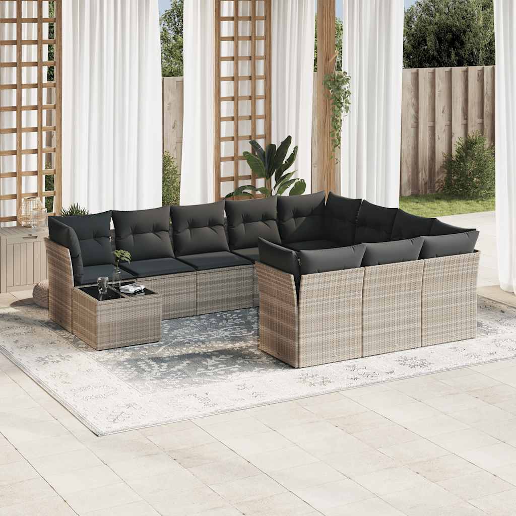 vidaXL Set canapele de grădină cu perne, 11 piese, gri, poliratan vidaXL Set canapele de grădină cu perne, 11 piese, gri, poliratan