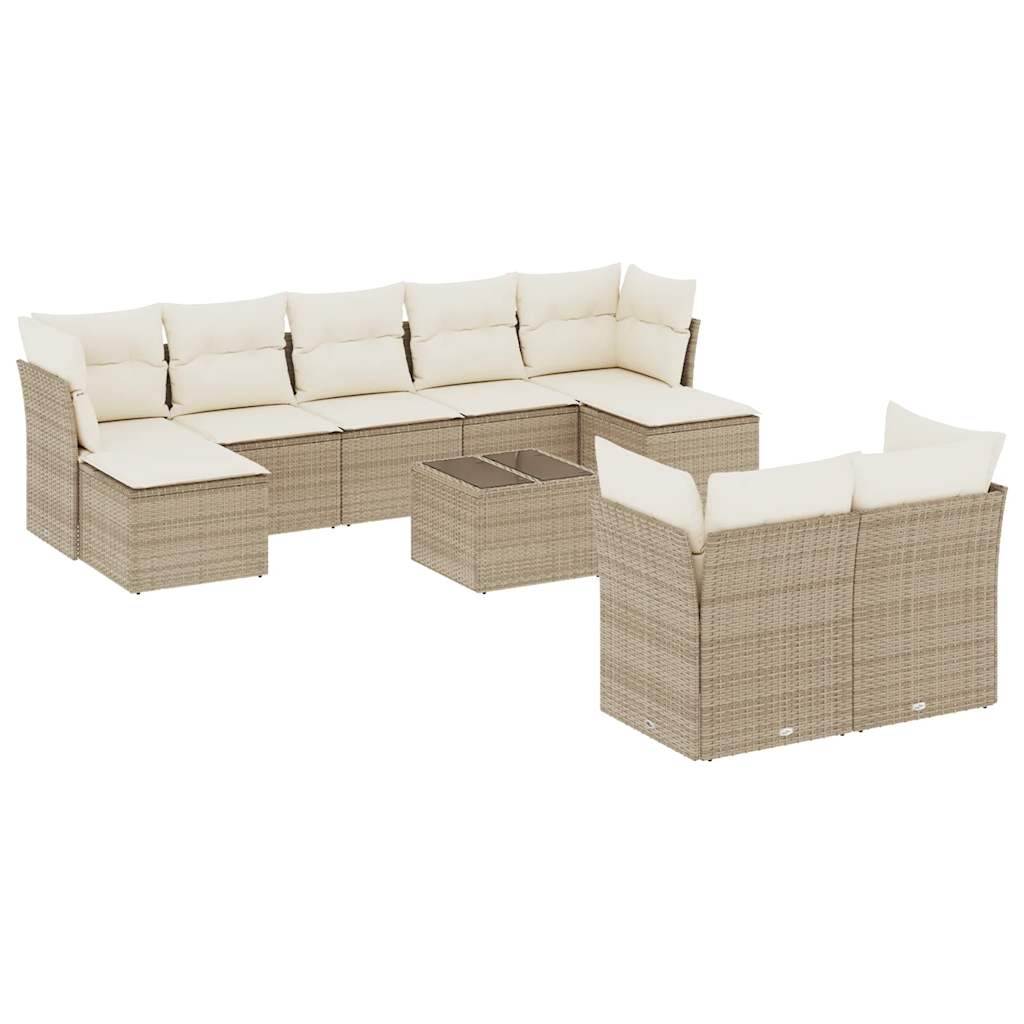 vidaXL Set canapele de grădină cu perne, 10 piese, bej, poliratan