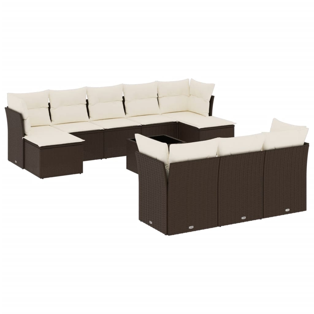 vidaXL Set canapele de grădină cu perne, 11 piese, maro, poliratan vidaXL Set canapele de grădină cu perne, 11 piese, maro, poliratan