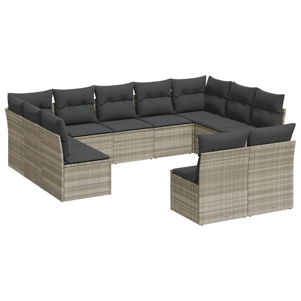 vidaXL Set canapele de grădină cu perne, 11 piese, gri, poliratan vidaXL Set canapele de grădină cu perne, 11 piese, gri, poliratan