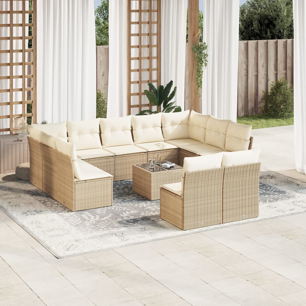 vidaXL Set canapele de grădină cu perne, 12 piese, bej, poliratan vidaXL Set canapele de grădină cu perne, 12 piese, bej, poliratan