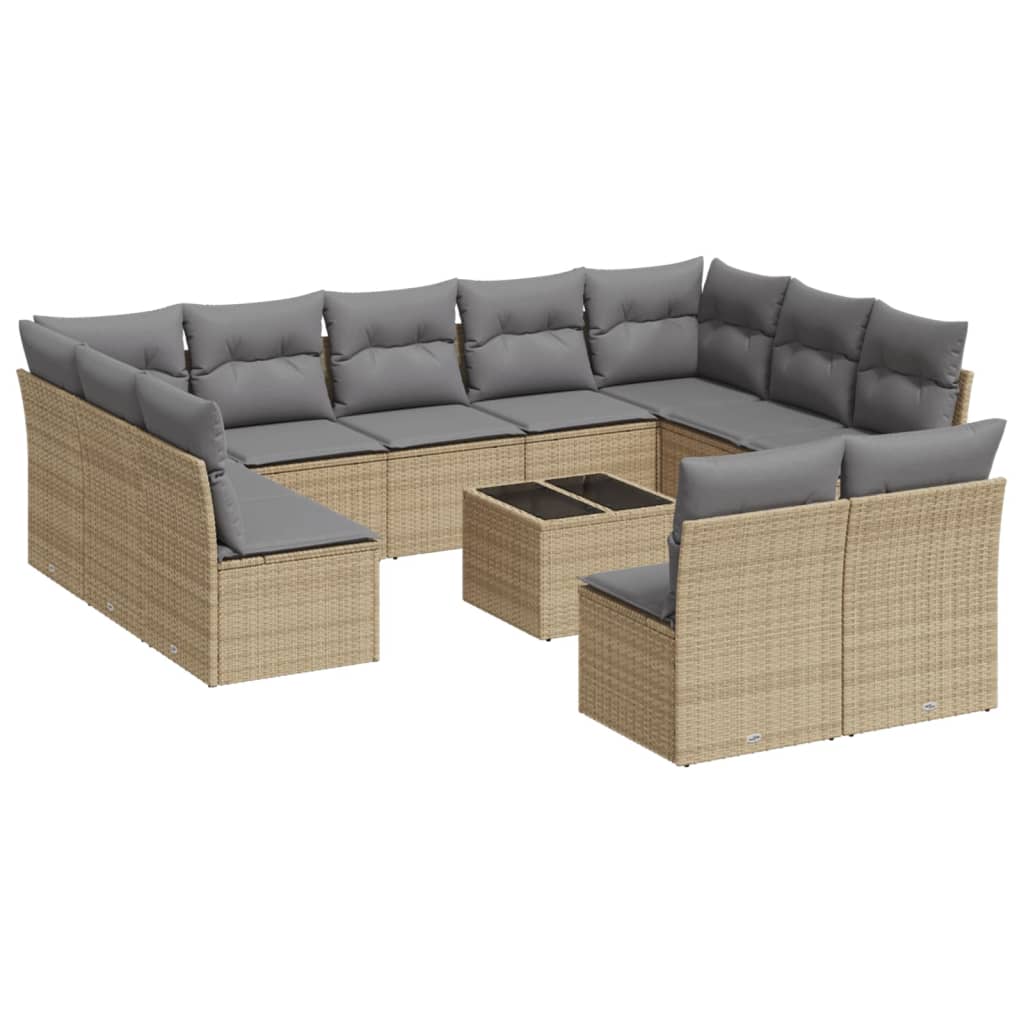 vidaXL Set canapele de grădină cu perne, 12 piese, bej, poliratan vidaXL Set canapele de grădină cu perne, 12 piese, bej, poliratan