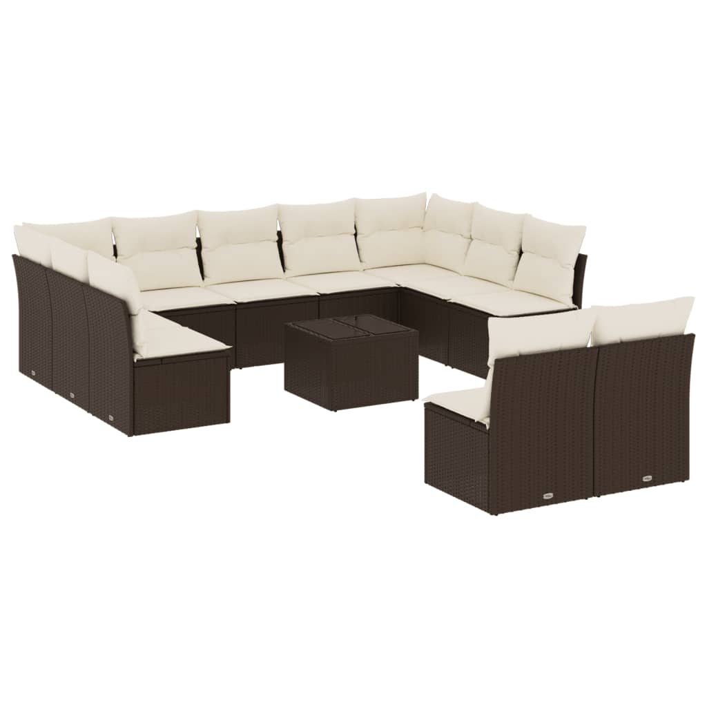 vidaXL Set canapele de grădină cu perne, 12 piese, maro, poliratan vidaXL Set canapele de grădină cu perne, 12 piese, maro, poliratan