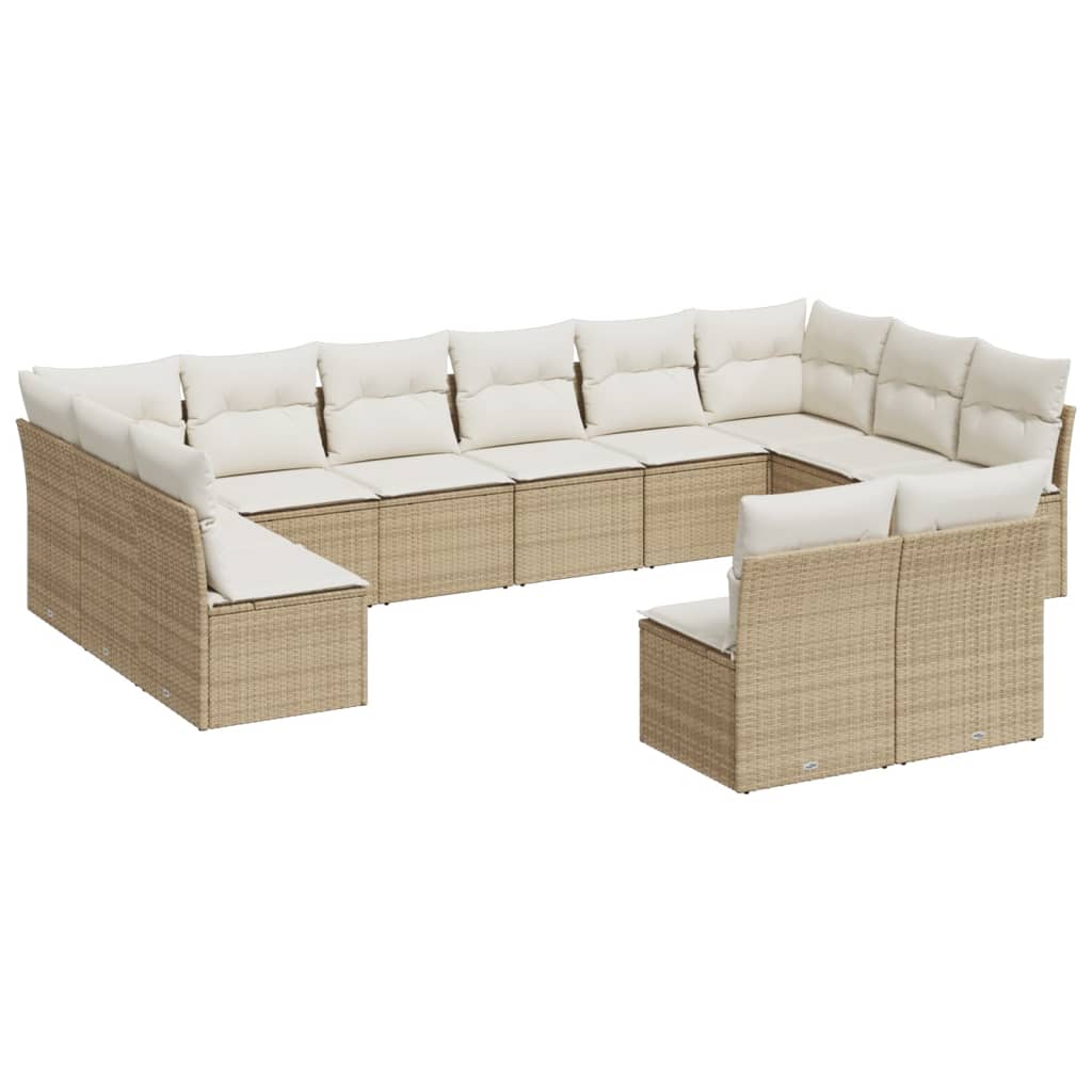 vidaXL Set canapele de grădină cu perne, 12 piese, bej, poliratan vidaXL Set canapele de grădină cu perne, 12 piese, bej, poliratan
