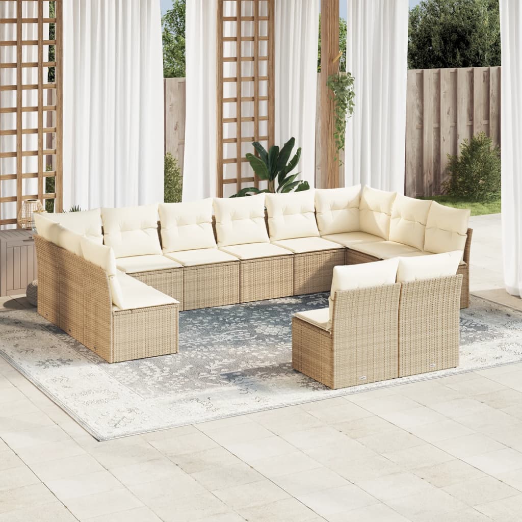 vidaXL Set canapele de grădină cu perne, 12 piese, bej, poliratan vidaXL Set canapele de grădină cu perne, 12 piese, bej, poliratan