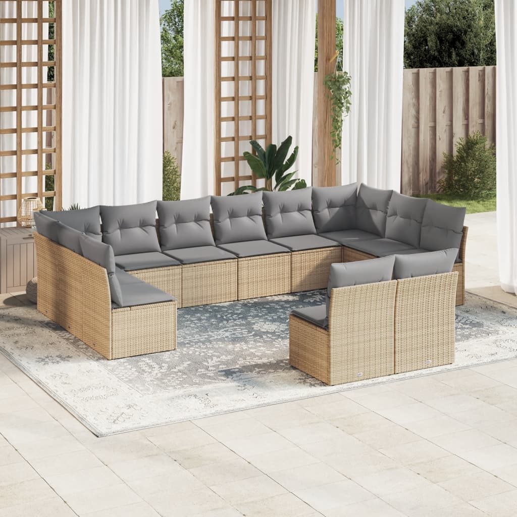 vidaXL Set canapele de grădină cu perne, 12 piese, bej, poliratan vidaXL Set canapele de grădină cu perne, 12 piese, bej, poliratan