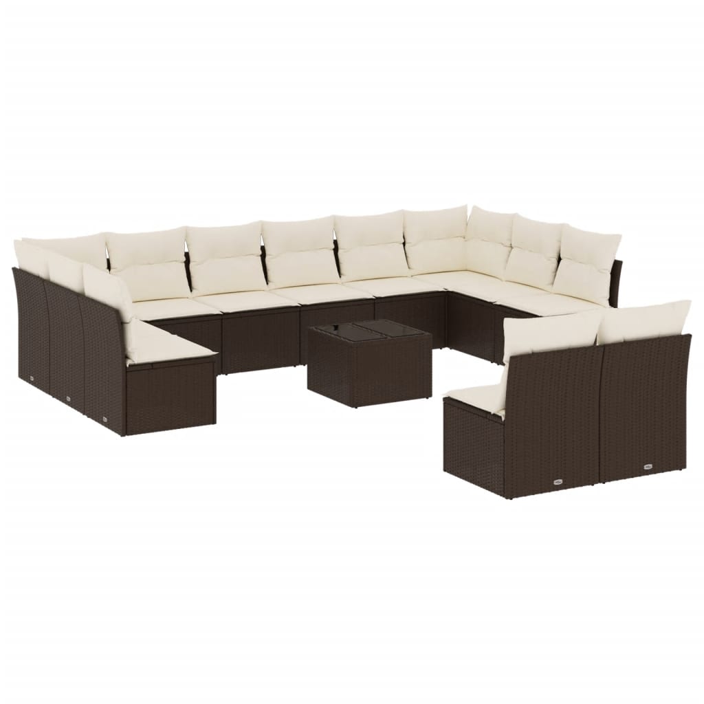 vidaXL Set canapele de grădină cu perne, 13 piese, maro, poliratan vidaXL Set canapele de grădină cu perne, 13 piese, maro, poliratan