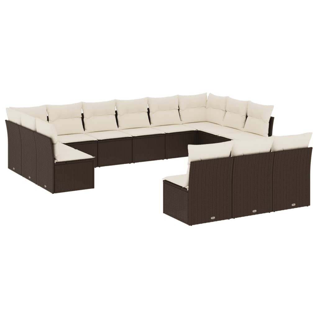 vidaXL Set canapele de grădină cu perne, 13 piese, maro, poliratan vidaXL Set canapele de grădină cu perne, 13 piese, maro, poliratan