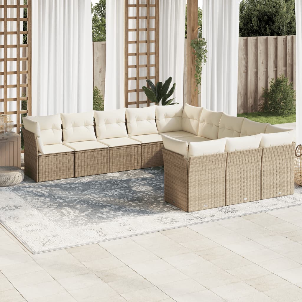 vidaXL Set canapele de grădină cu perne, 11 piese, bej, poliratan vidaXL Set canapele de grădină cu perne, 11 piese, bej, poliratan