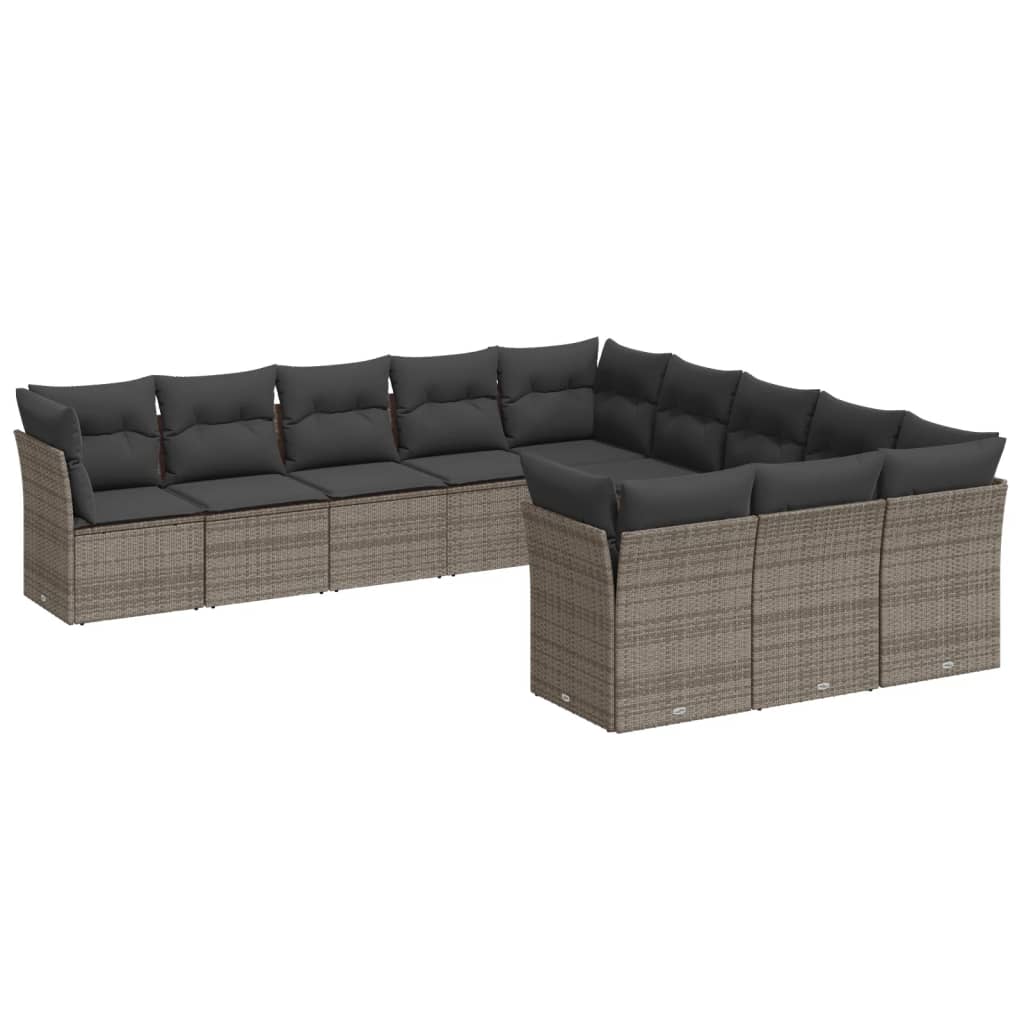 vidaXL Set canapele de grădină cu perne, 11 piese, gri, poliratan vidaXL Set canapele de grădină cu perne, 11 piese, gri, poliratan