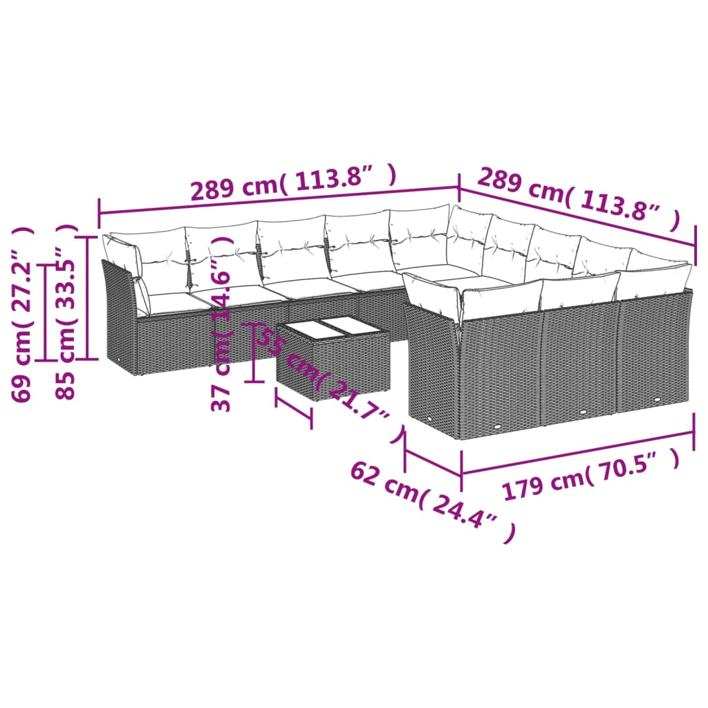 vidaXL Set canapele de grădină cu perne, 12 piese, bej, poliratan vidaXL Set canapele de grădină cu perne, 12 piese, bej, poliratan
