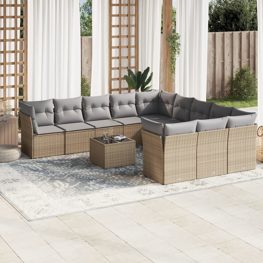 vidaXL Set canapele de grădină cu perne, 12 piese, bej, poliratan vidaXL Set canapele de grădină cu perne, 12 piese, bej, poliratan