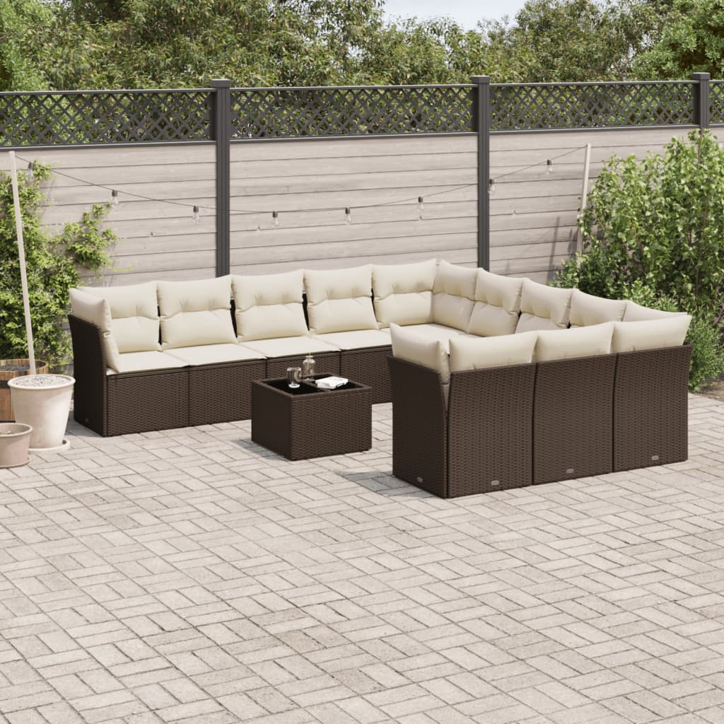 vidaXL Set canapele de grădină cu perne, 12 piese, maro, poliratan vidaXL Set canapele de grădină cu perne, 12 piese, maro, poliratan
