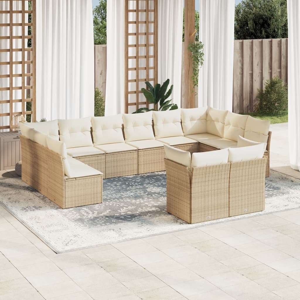 vidaXL Set canapele de grădină cu perne, 12 piese, bej, poliratan vidaXL Set canapele de grădină cu perne, 12 piese, bej, poliratan