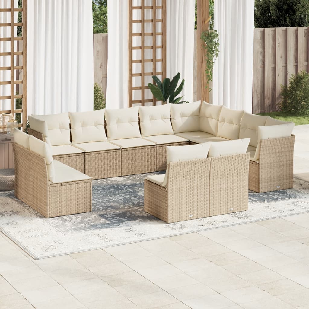 vidaXL Set canapele de grădină cu perne, 12 piese, bej, poliratan vidaXL Set canapele de grădină cu perne, 12 piese, bej, poliratan