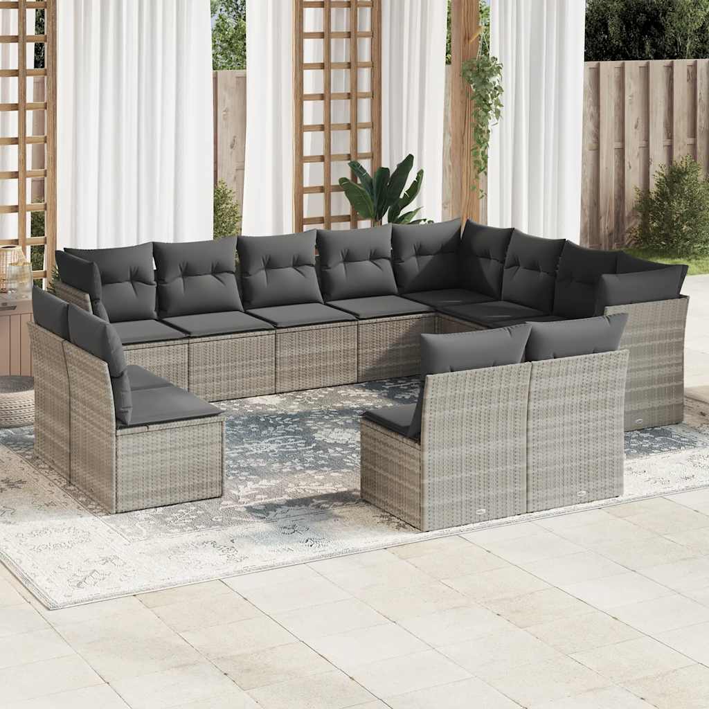 vidaXL Set canapele de grădină cu perne, 12piese gri deschis poliratan vidaXL Set canapele de grădină cu perne, 12piese gri deschis poliratan