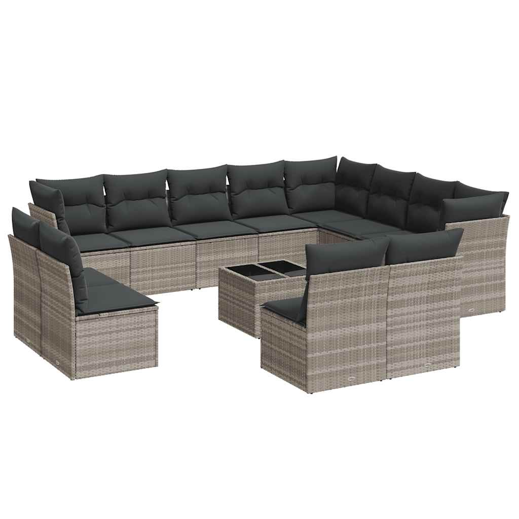 vidaXL Set canapele de grădină cu perne, 13piese gri deschis poliratan vidaXL Set canapele de grădină cu perne, 13piese gri deschis poliratan