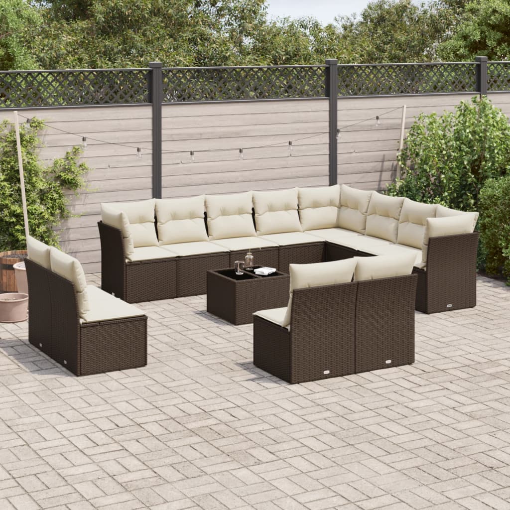 vidaXL Set canapele de grădină cu perne, 13 piese, maro, poliratan vidaXL Set canapele de grădină cu perne, 13 piese, maro, poliratan