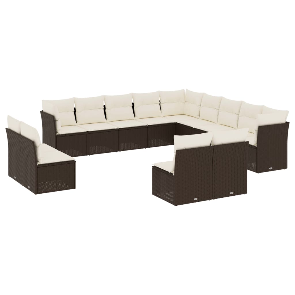 vidaXL Set canapele de grădină cu perne, 13 piese, maro, poliratan vidaXL Set canapele de grădină cu perne, 13 piese, maro, poliratan