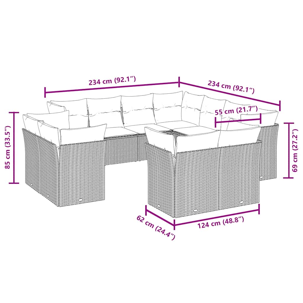 vidaXL Set canapele de grădină cu perne, 11 piese, negru, poliratan vidaXL Set canapele de grădină cu perne, 11 piese, negru, poliratan