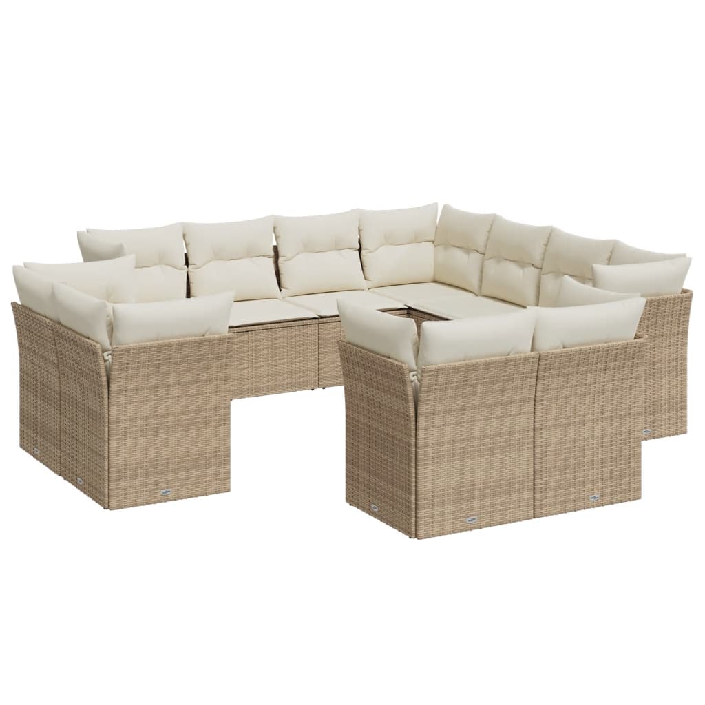 vidaXL Set canapele de grădină cu perne, 11 piese, bej, poliratan vidaXL Set canapele de grădină cu perne, 11 piese, bej, poliratan