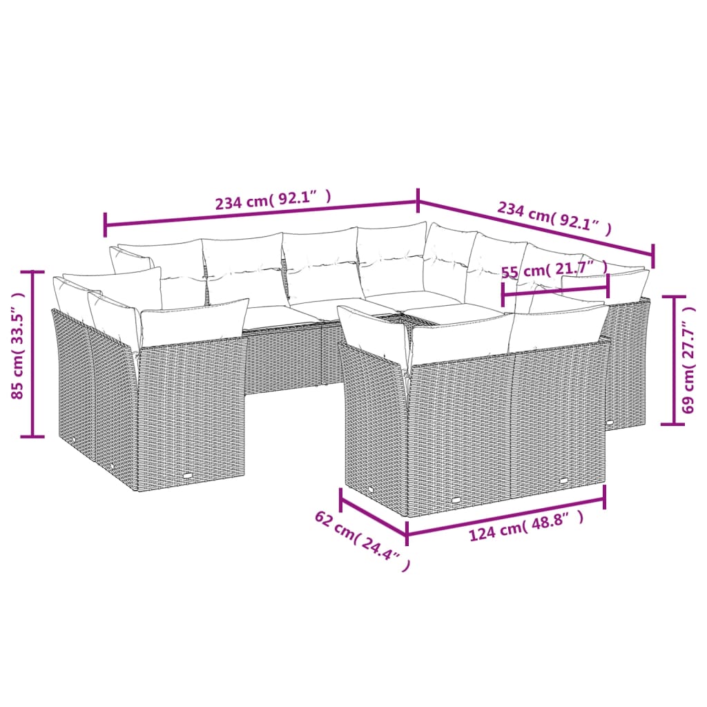 vidaXL Set canapele de grădină cu perne, 11 piese, bej, poliratan vidaXL Set canapele de grădină cu perne, 11 piese, bej, poliratan