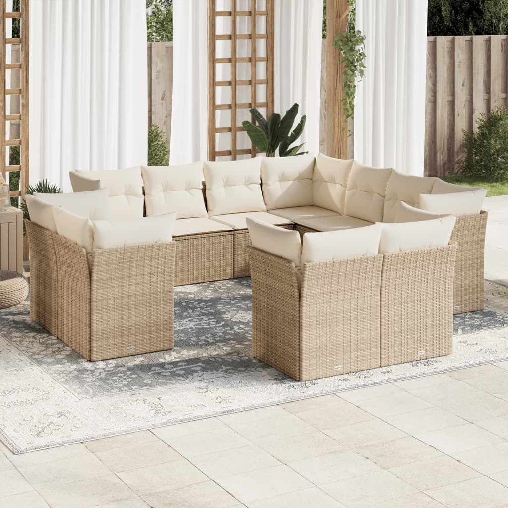 vidaXL Set canapele de grădină cu perne, 11 piese, bej, poliratan vidaXL Set canapele de grădină cu perne, 11 piese, bej, poliratan