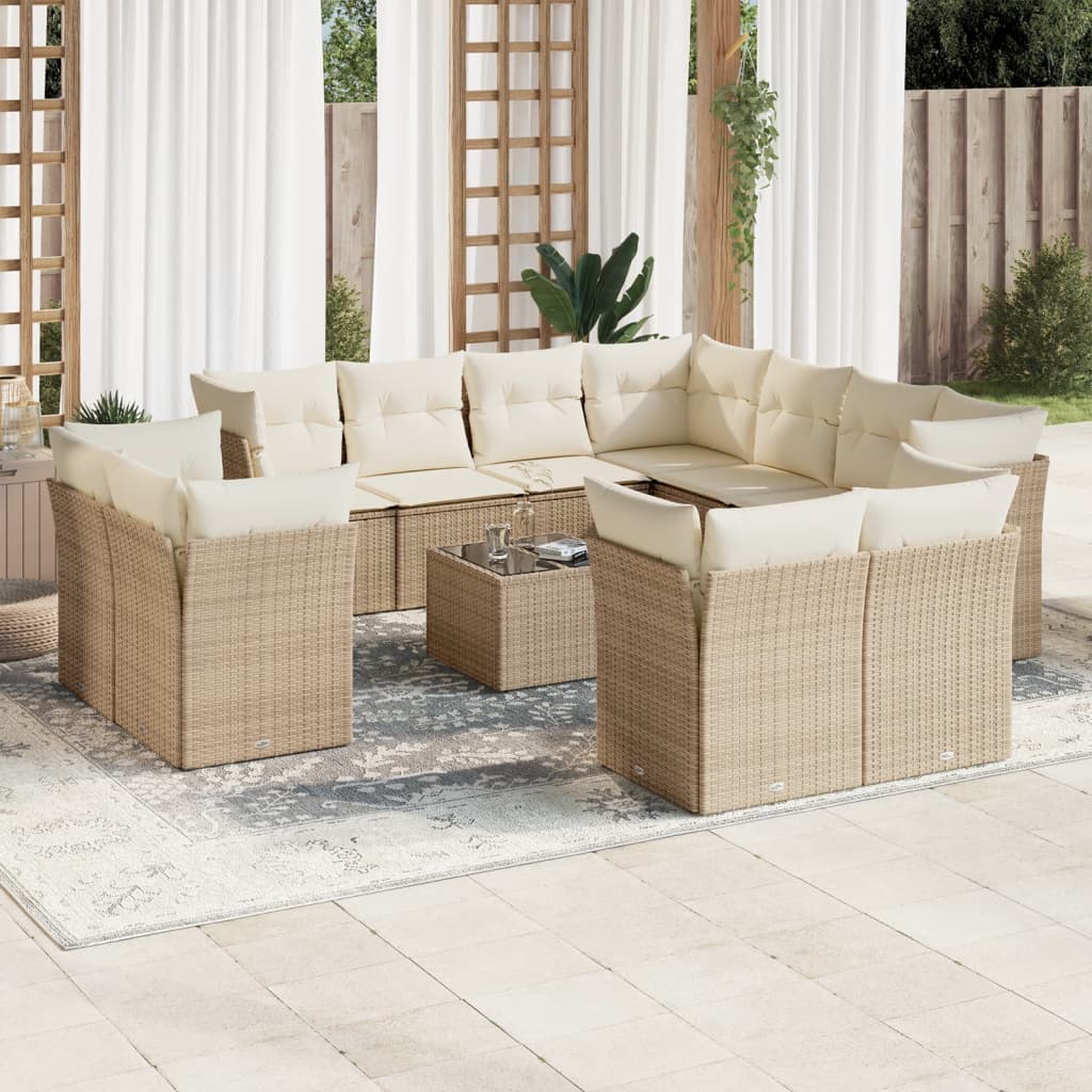 vidaXL Set canapele de grădină cu perne, 12 piese, bej, poliratan vidaXL Set canapele de grădină cu perne, 12 piese, bej, poliratan