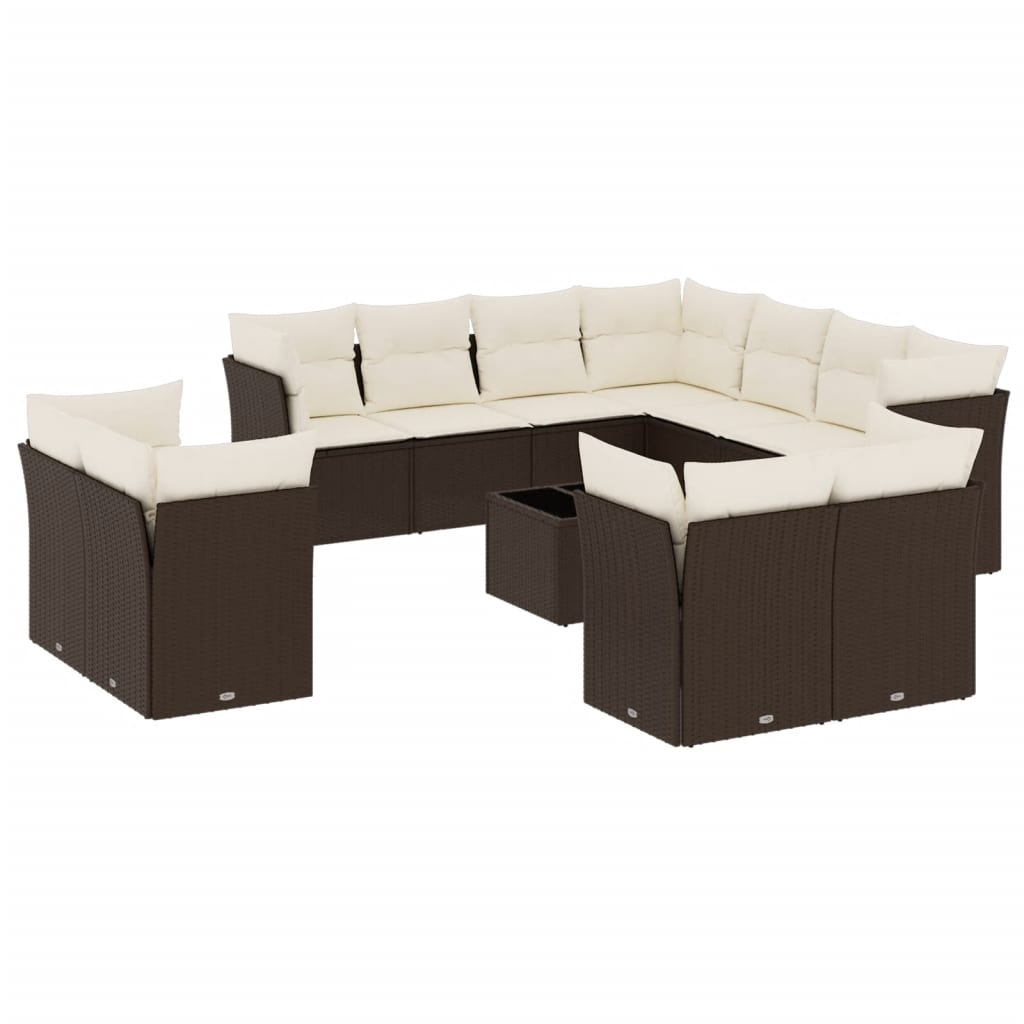 vidaXL Set canapele de grădină cu perne, 12 piese, maro, poliratan vidaXL Set canapele de grădină cu perne, 12 piese, maro, poliratan