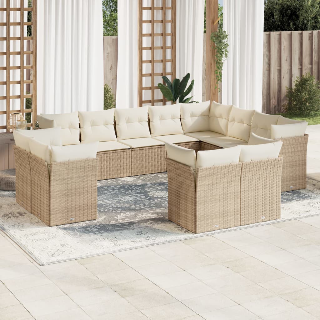 vidaXL Set canapele de grădină cu perne, 12 piese, bej, poliratan vidaXL Set canapele de grădină cu perne, 12 piese, bej, poliratan