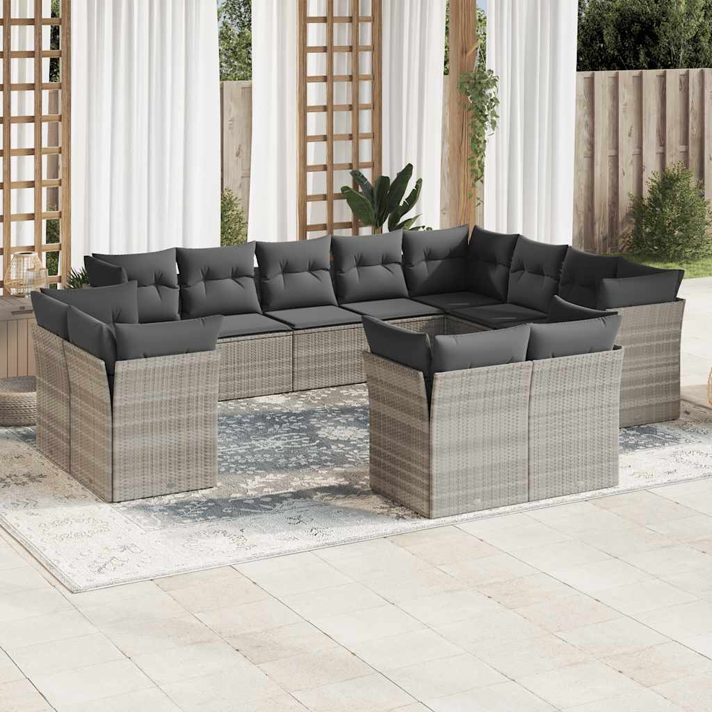 vidaXL Set canapele de grădină cu perne, 12piese gri deschis poliratan vidaXL Set canapele de grădină cu perne, 12piese gri deschis poliratan