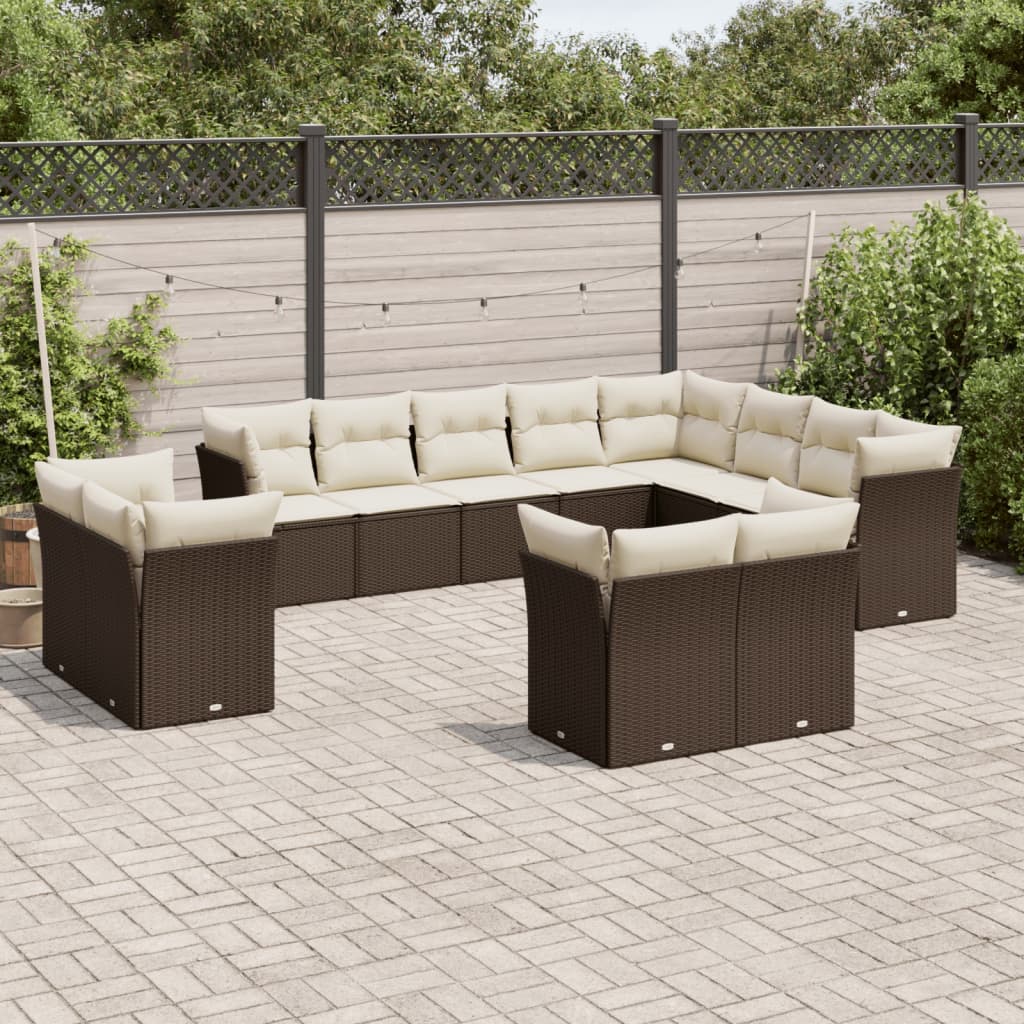 vidaXL Set canapele de grădină cu perne, 12 piese, maro, poliratan vidaXL Set canapele de grădină cu perne, 12 piese, maro, poliratan