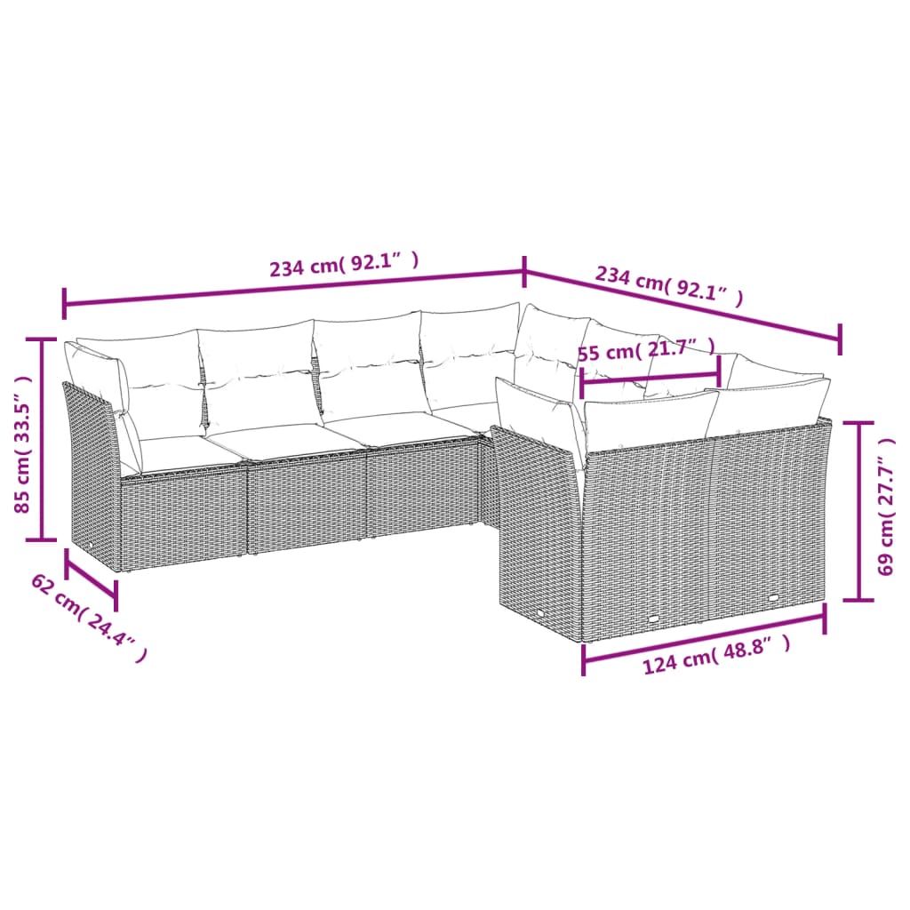 vidaXL Set mobilier de grădină cu perne, 8 piese, negru, poliratan vidaXL Set mobilier de grădină cu perne, 8 piese, negru, poliratan