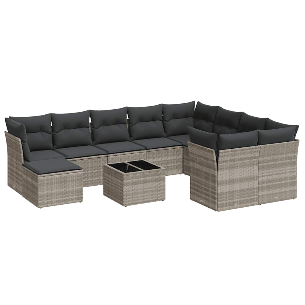 vidaXL Set canapele de grădină cu perne, 11 piese, gri, poliratan vidaXL Set canapele de grădină cu perne, 11 piese, gri, poliratan