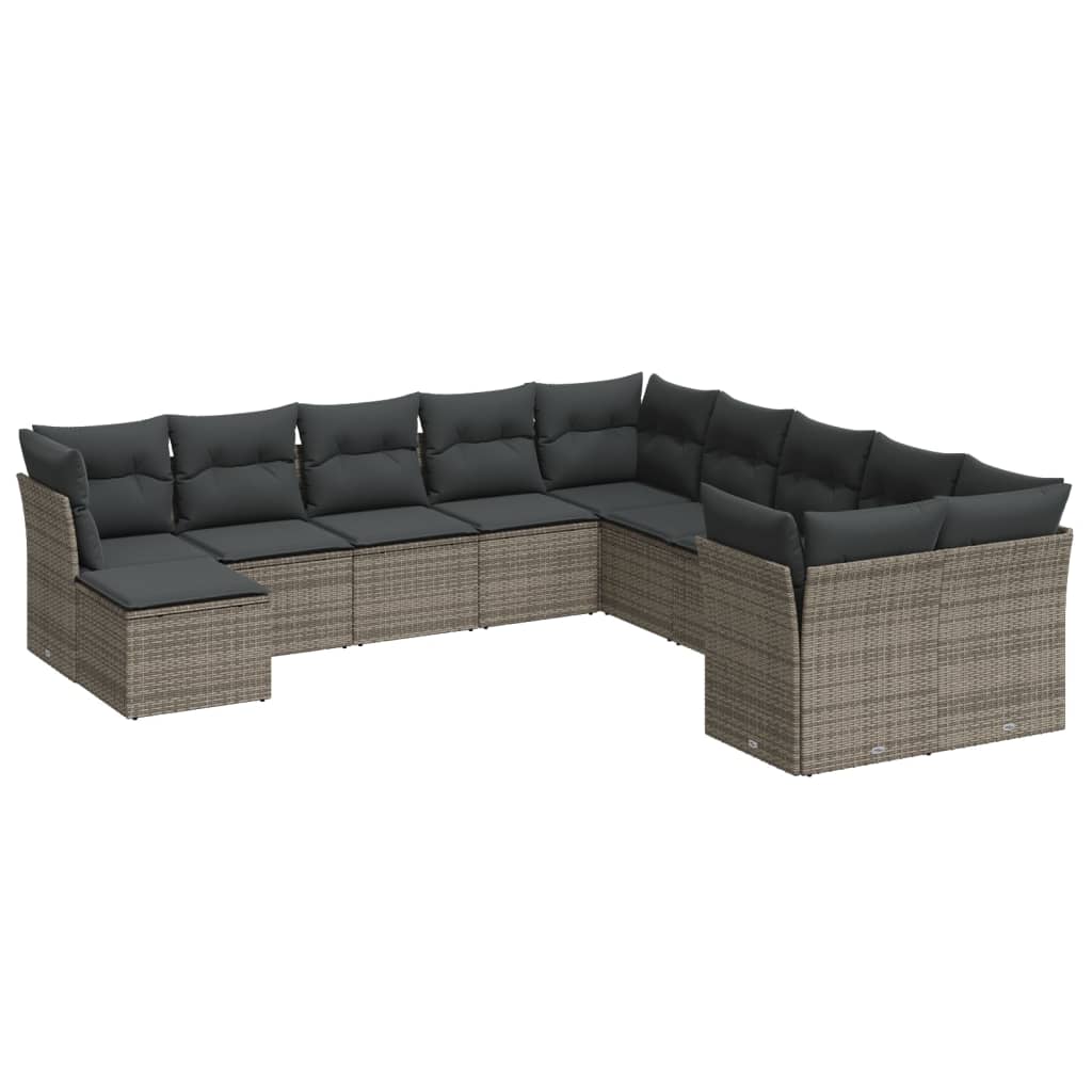 vidaXL Set canapele de grădină cu perne, 11 piese, gri, poliratan vidaXL Set canapele de grădină cu perne, 11 piese, gri, poliratan