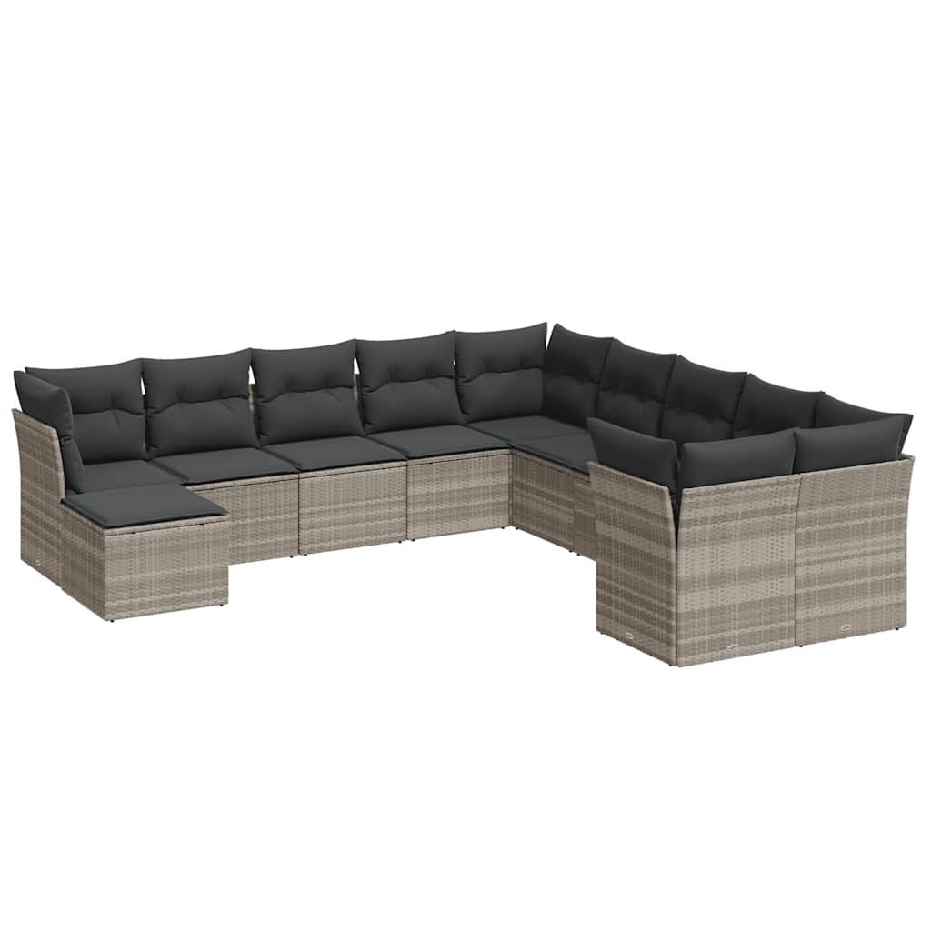 vidaXL Set canapele de grădină cu perne, 11 piese, gri, poliratan vidaXL Set canapele de grădină cu perne, 11 piese, gri, poliratan