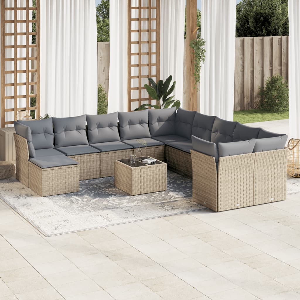 vidaXL Set canapele de grădină cu perne, 12 piese, bej, poliratan vidaXL Set canapele de grădină cu perne, 12 piese, bej, poliratan