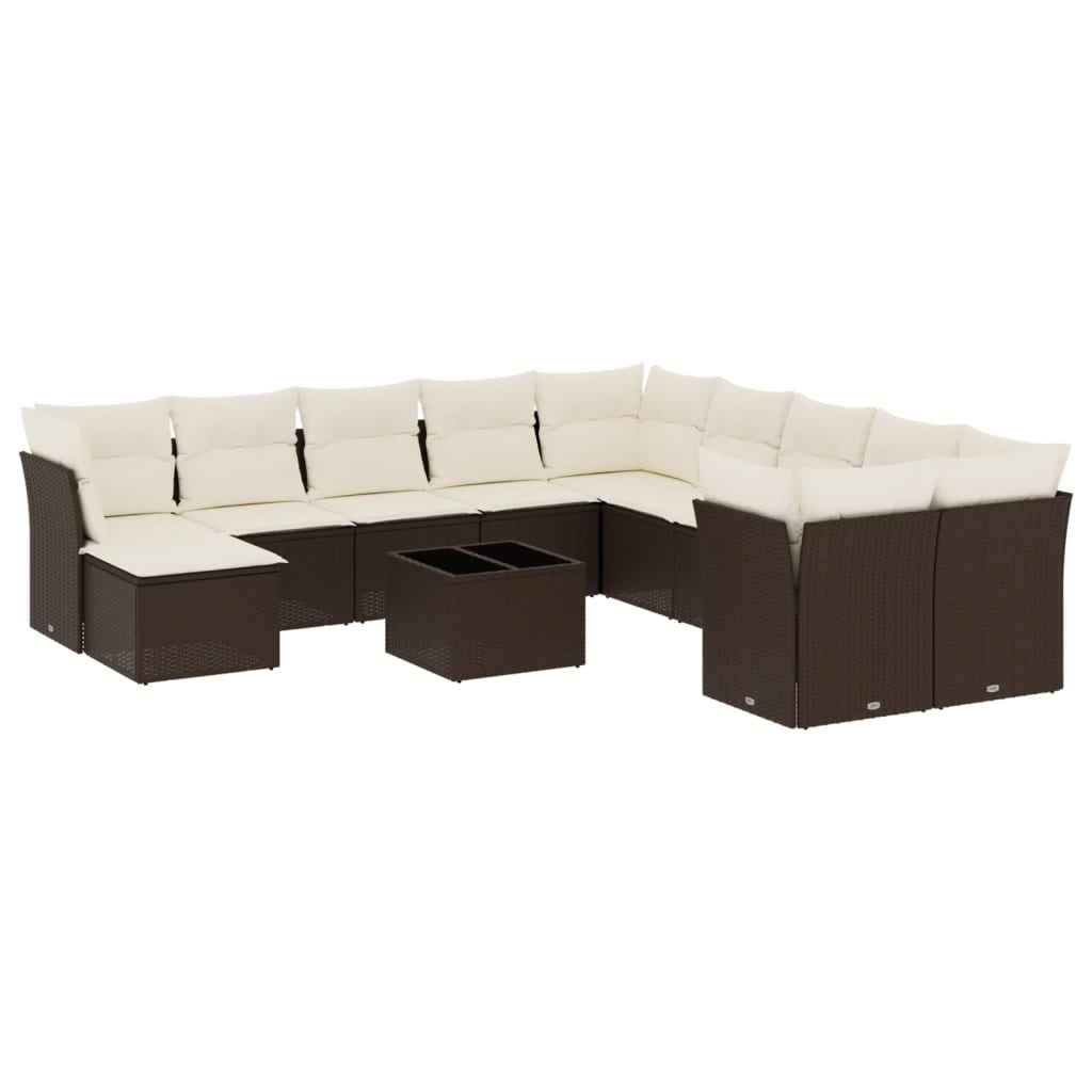 vidaXL Set canapele de grădină cu perne, 12 piese, maro, poliratan vidaXL Set canapele de grădină cu perne, 12 piese, maro, poliratan