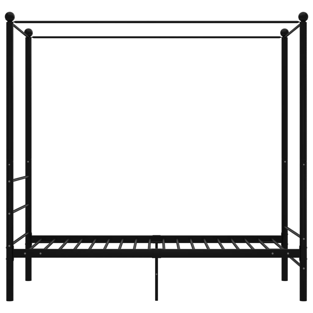 vidaXL Cadru de pat cu baldachin, negru, 90x200 cm, metal