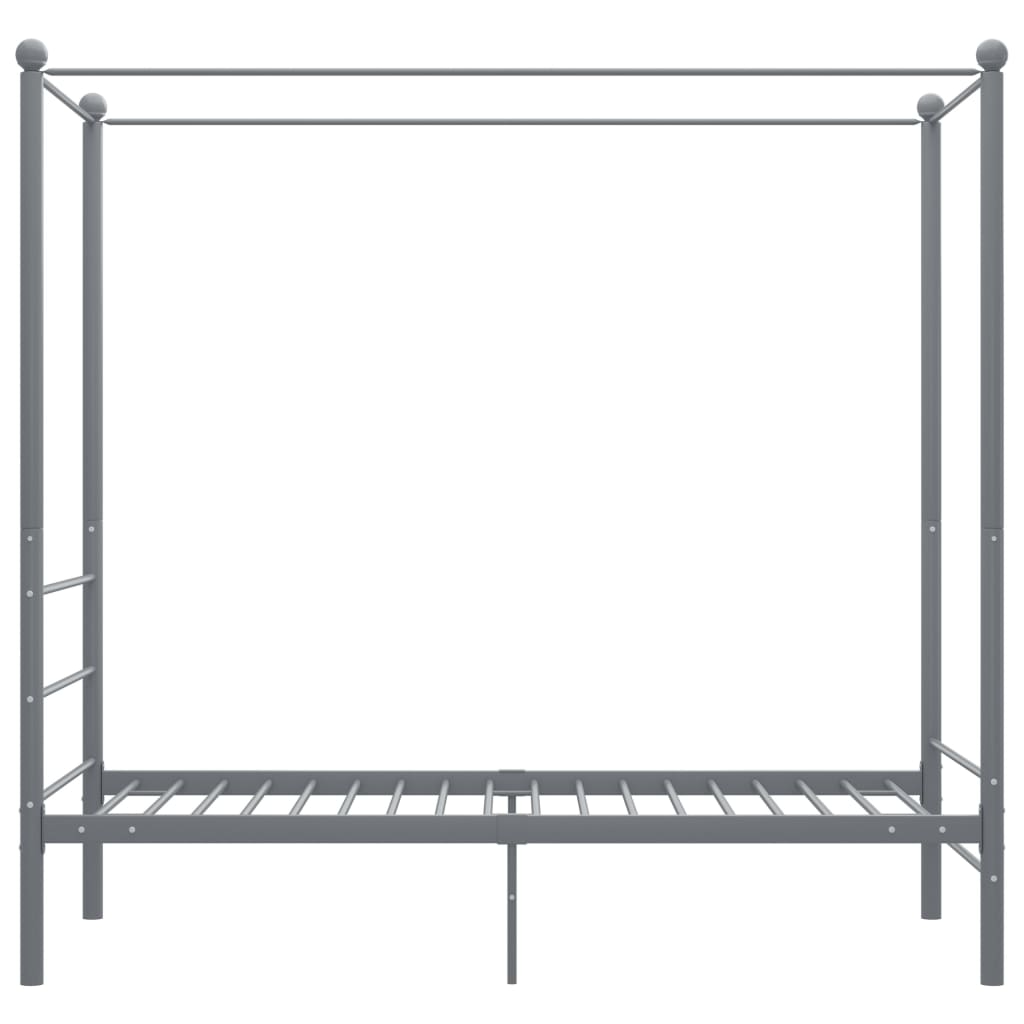 vidaXL Cadru de pat cu baldachin, gri, 90x200 cm, metal
