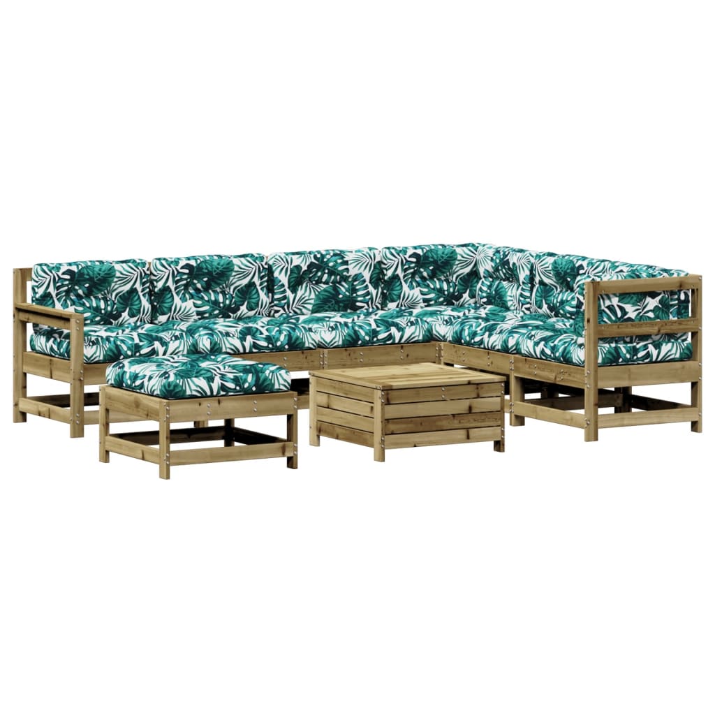 vidaXL Set mobilier de grădină cu perne, 8 piese, lemn de pin tratat vidaXL Set mobilier de grădină cu perne, 8 piese, lemn de pin tratat