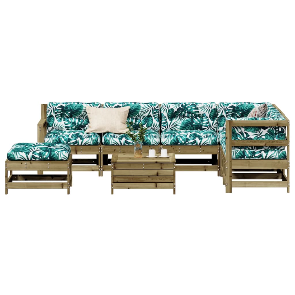 vidaXL Set mobilier de grădină cu perne, 8 piese, lemn de pin tratat vidaXL Set mobilier de grădină cu perne, 8 piese, lemn de pin tratat