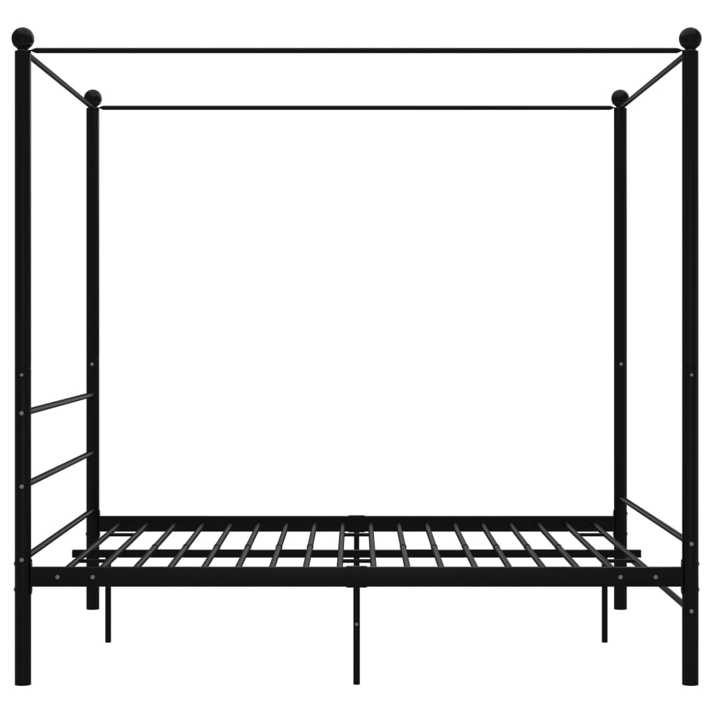 vidaXL Cadru de pat cu baldachin, negru, 160x200 cm, metal