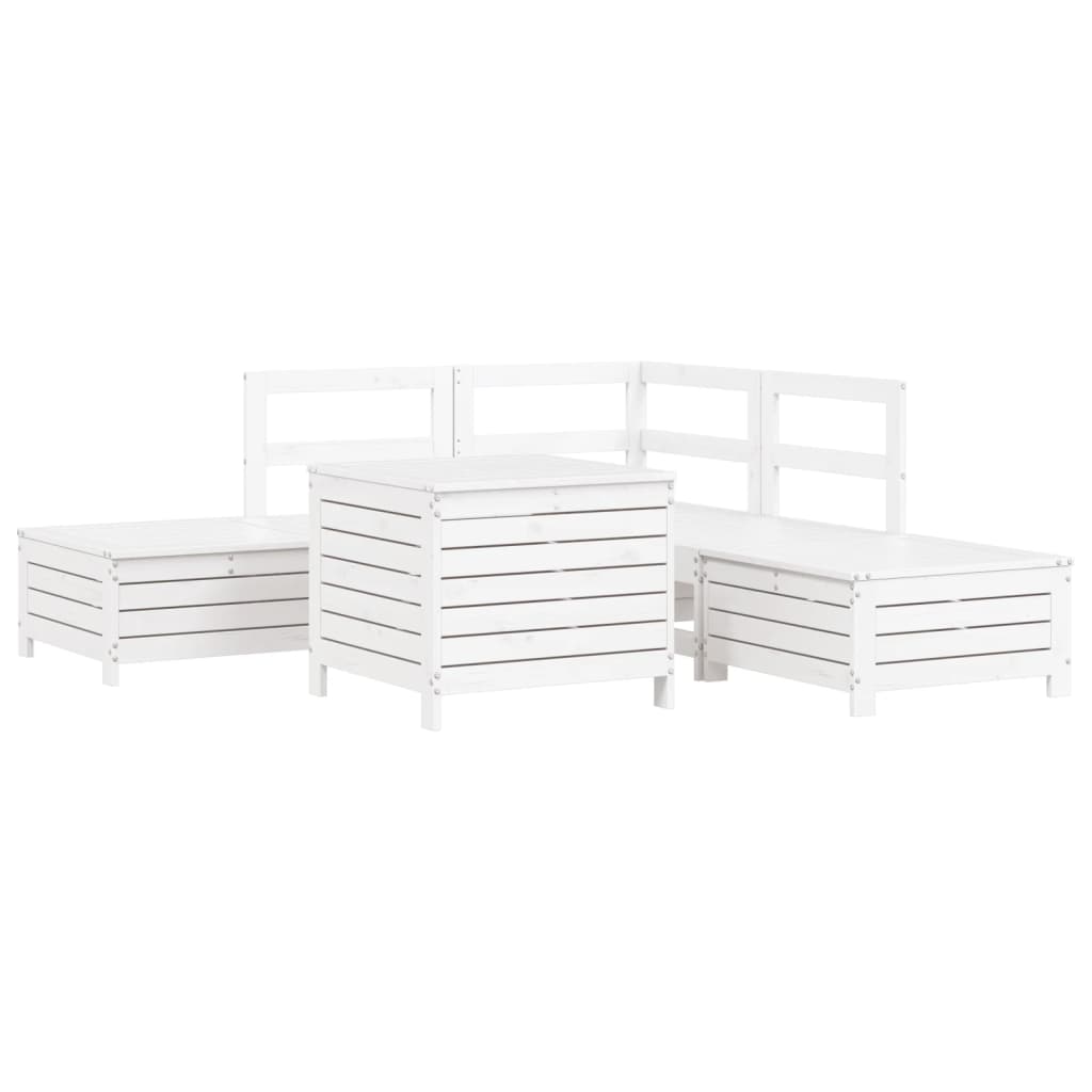 vidaXL Set canapea de grădină, 6 piese, alb, lemn masiv pin