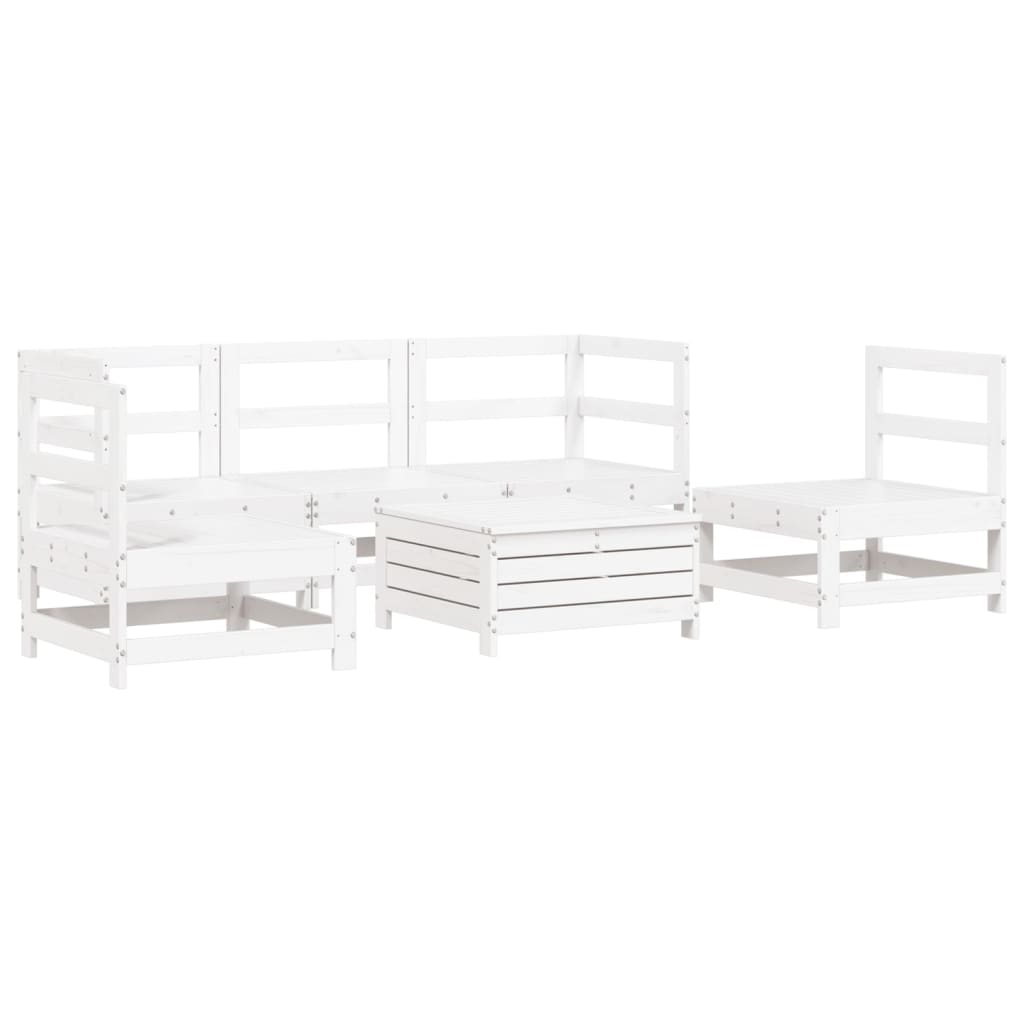 vidaXL Set canapea de grădină, 6 piese, alb, lemn masiv pin