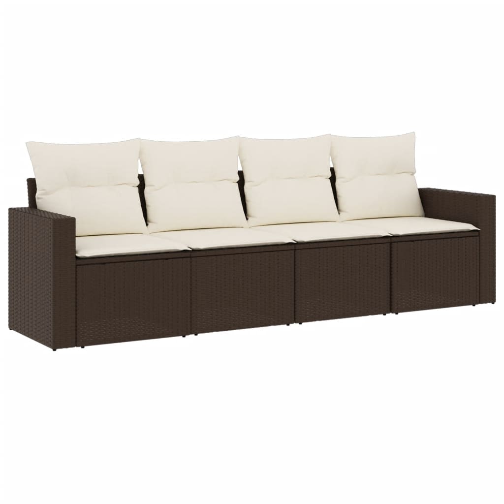 vidaXL Set canapele de grădină, 4 piese, cu perne, maro poliratan maro vidaXL Set canapele de grădină, 4 piese, cu perne, maro poliratan maro
