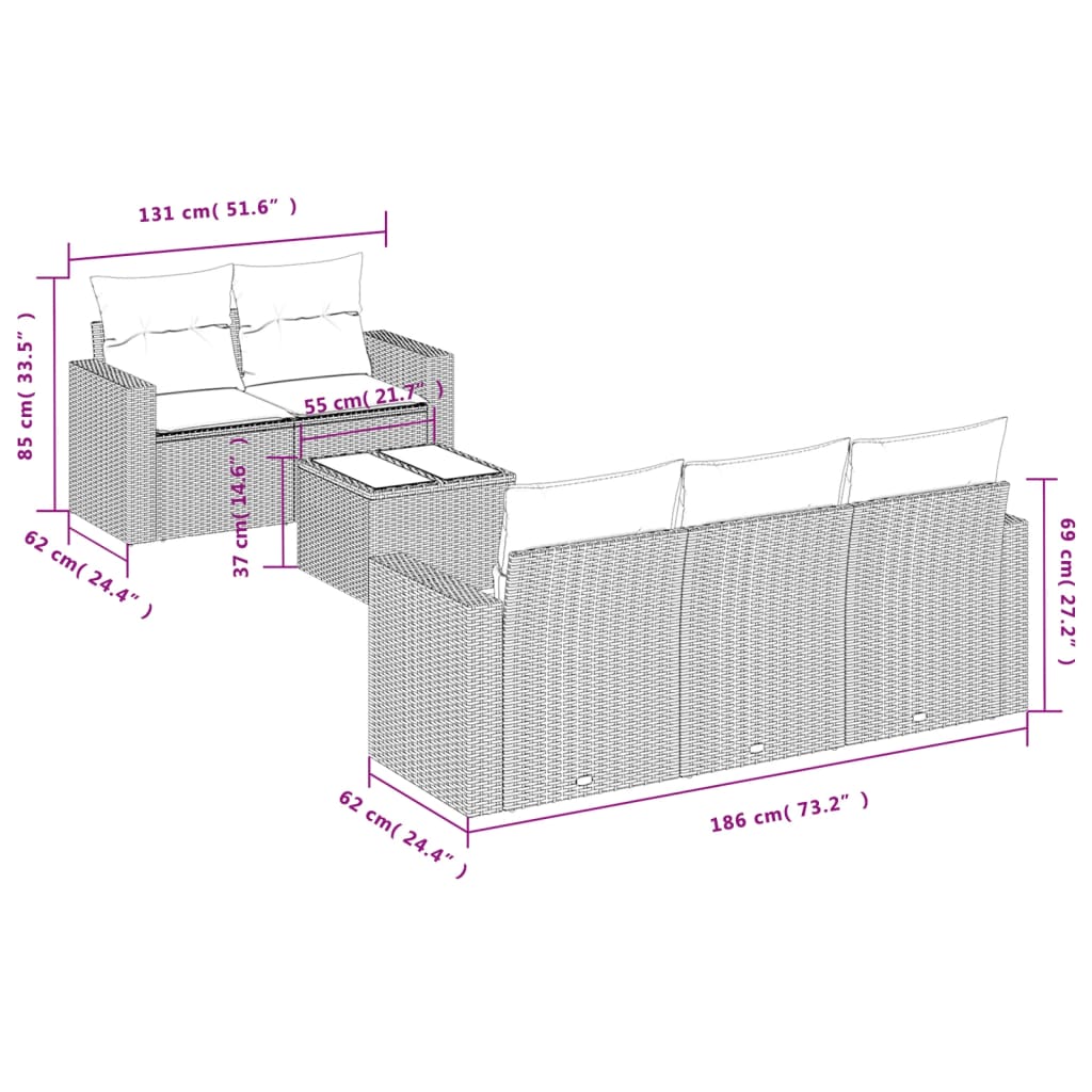vidaXL Set mobilier de grădină cu perne, 6 piese, negru, poliratan vidaXL Set mobilier de grădină cu perne, 6 piese, negru, poliratan