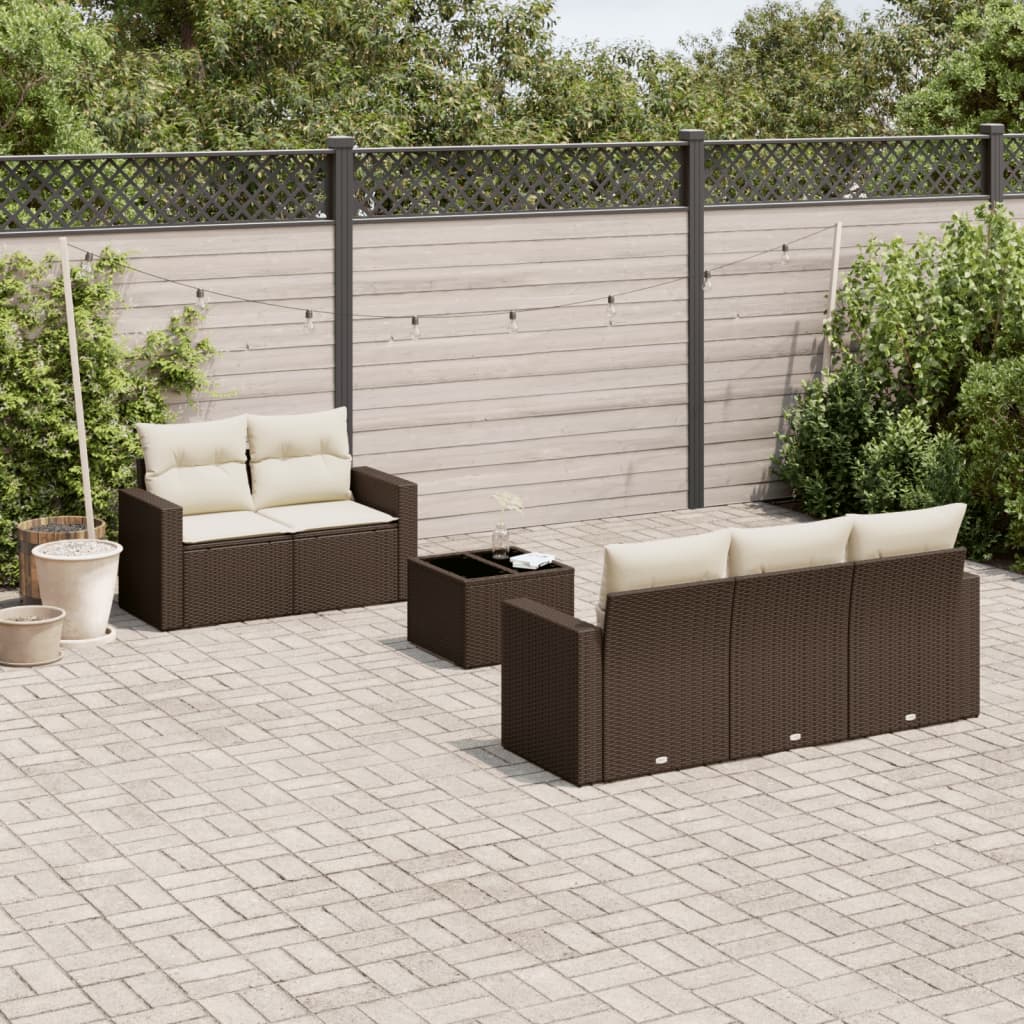 vidaXL Set canapele de grădină cu perne, 6 piese, maro, poliratan vidaXL Set canapele de grădină cu perne, 6 piese, maro, poliratan